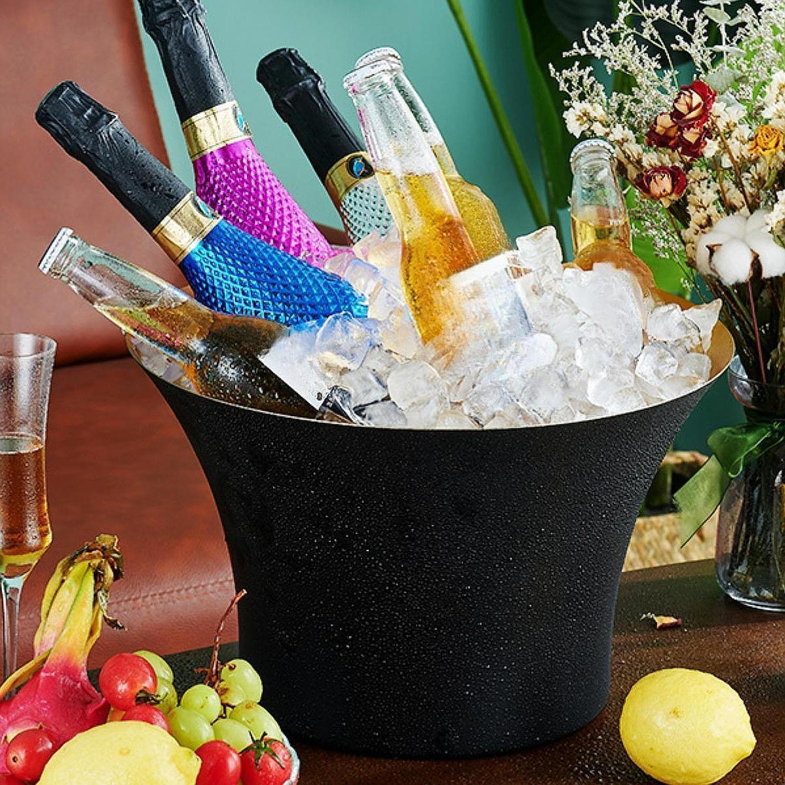 

Ice Bucket Container Stainless Steel Easy to Carry Multipurpose Beverage Cooling