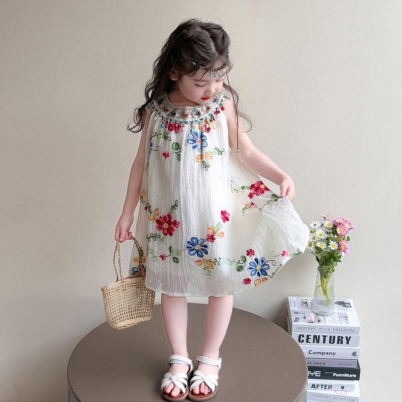 Girls Summer Boho Dress Short Sleeve Stylish Dress for Big Kids