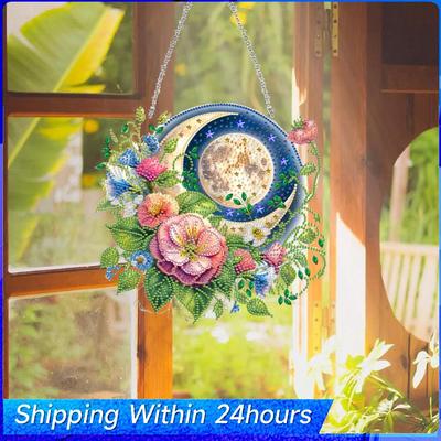 Acrylic 2D Flat DIY Special Shape Hanging Diamond Art Kits Rhinestone Diamond Art Window Pendants Home Wall Decoration Crafts