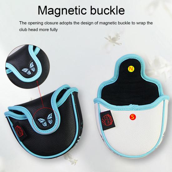 Golf-Putter-Abdeckung, Golfschläger-Schutz mit Magnetverschluss, wasserdichter Stoff, Schmetterlingsstickerei, feine Nähte, Golfschläger-Kopfbedeckung, Zubehör