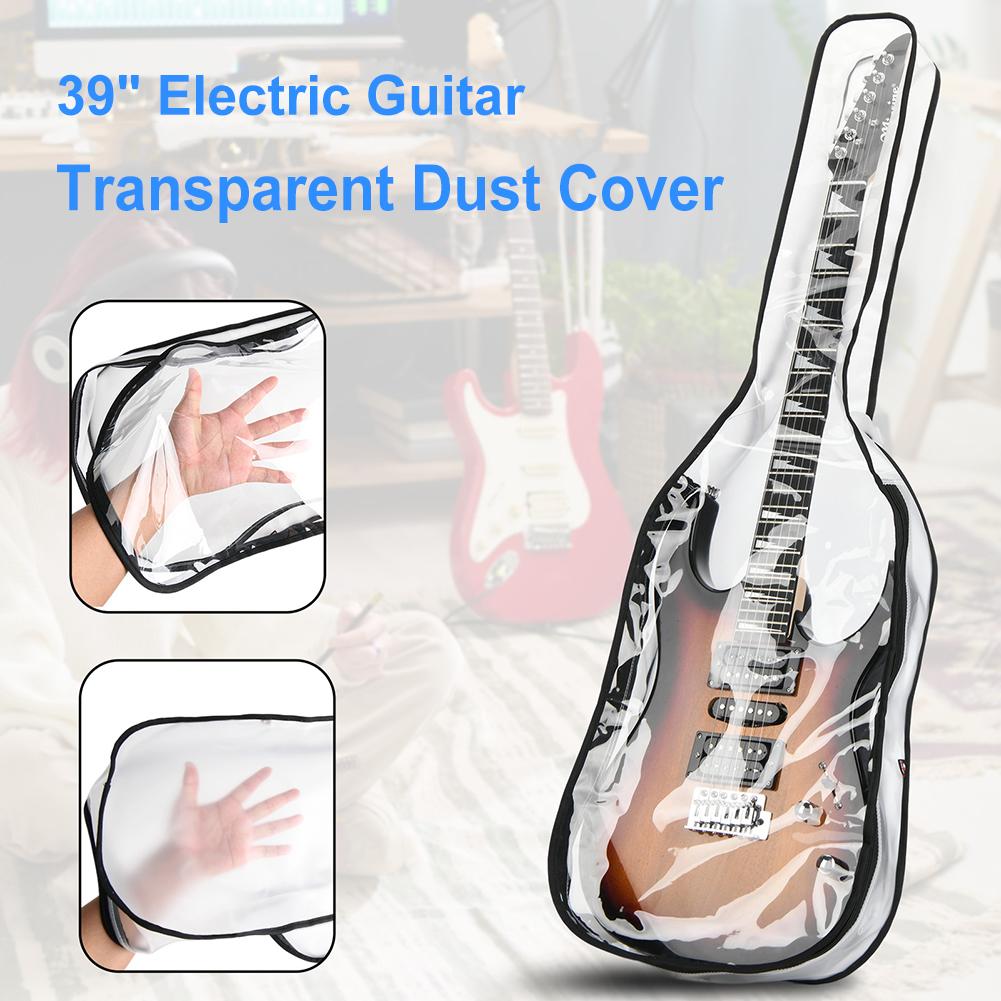 Electric Guitar Bag Transparent Padded Guitar Bag Double Zipper Guitar Backpack for 39 Inch Guitars