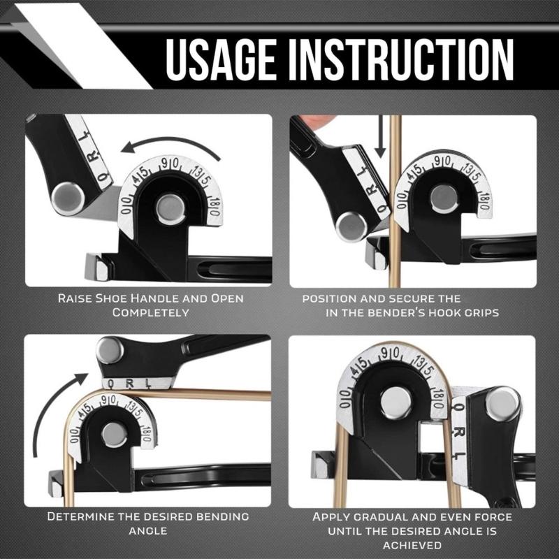 Industrial Aluminum Tube Bender 1/4" 5/16" 3/8" 180 Degree Ergonomic Handle For Metalworking Maintenance Projects