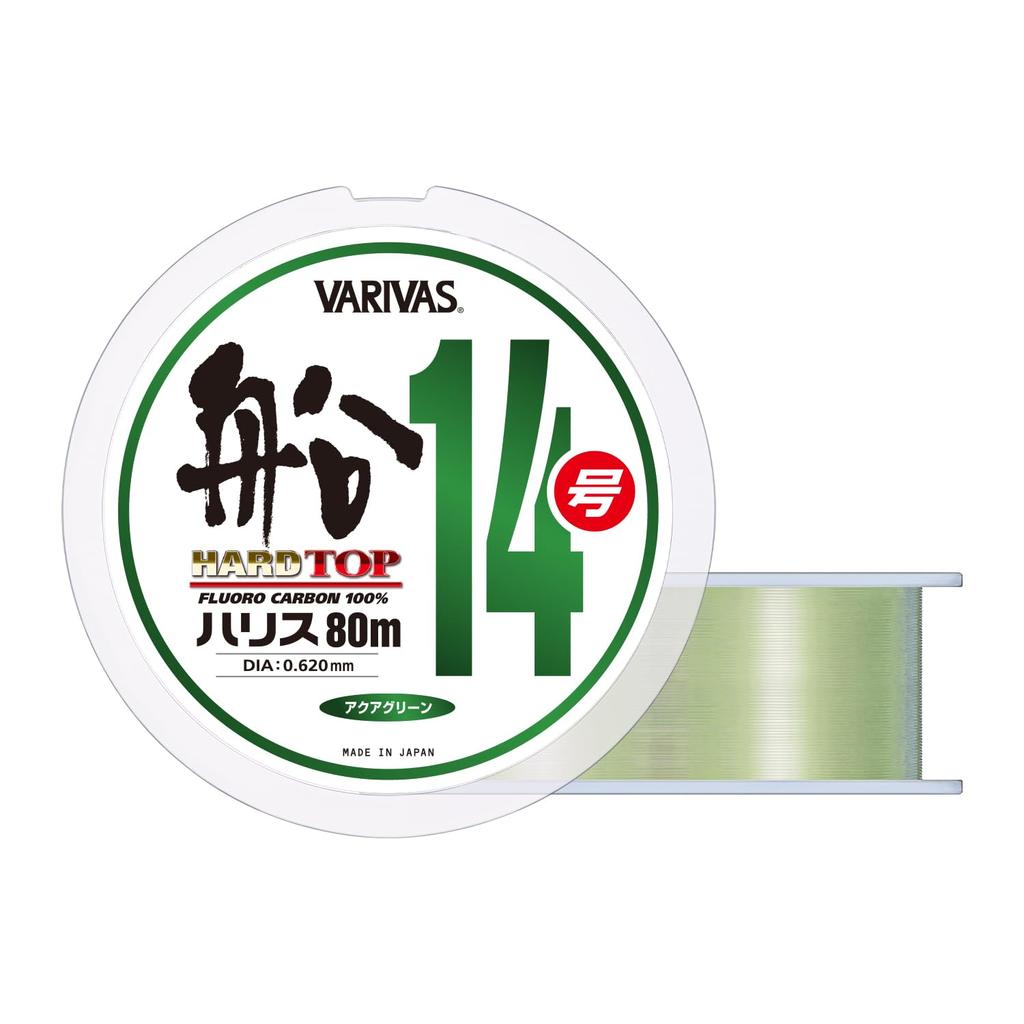 Varivas Hard Top Boat Line, Fluorocarbon, 80m, #14, Aqua Green