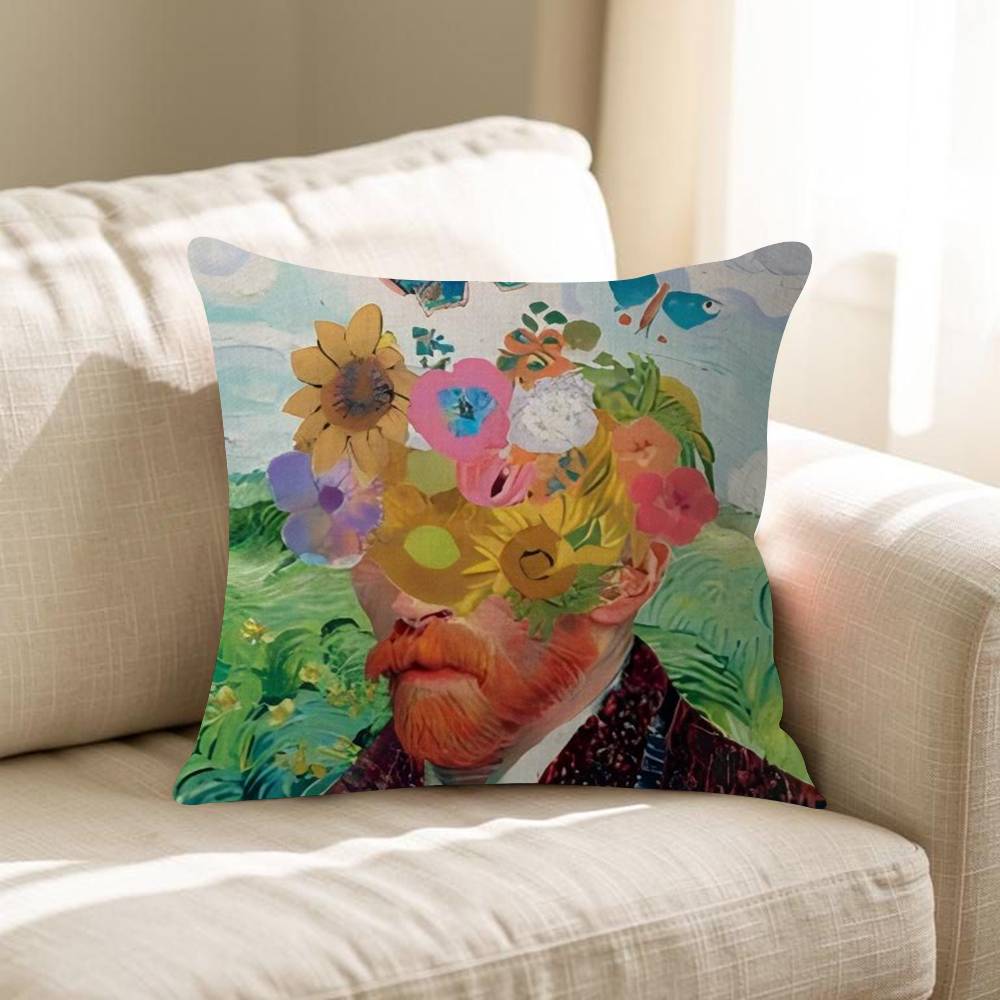 Vincent Van Gogh Oil INS Office Cushion Pillowcase Car Cushion Cover45X45CM Lumbar Pillowcase Sofa Pillowcover
