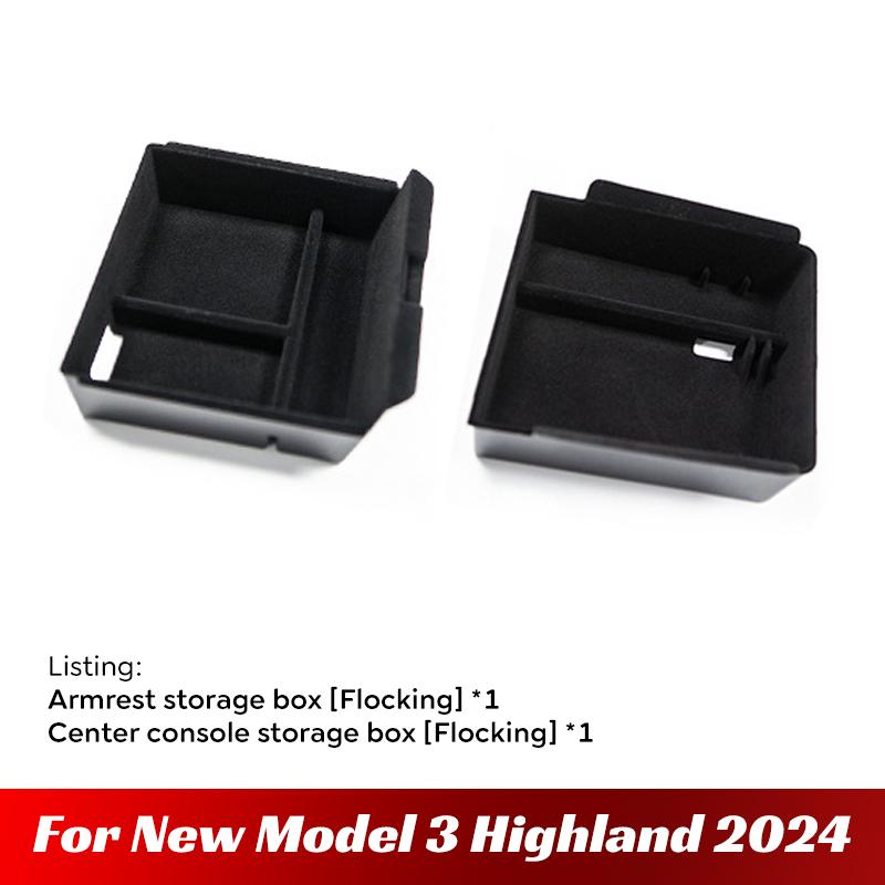For Tesla Model 3 Highland 2024 Console Armrest Storage Organizer Interior Storage Box Organizer Interior Replacement Accessorie