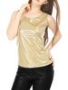 Allegra K Metallic Shiny Sleeveless Tank Size Perfect for Christmas Dance Costumes Women's Top, Gold, M,