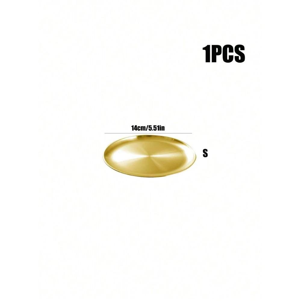 1/3pcs Stainless Steel Plate, Metal Round Dinner Plate Dessert/Salad Plate, Suitable for BBQ, Camping, Picnic, Party, Home Use