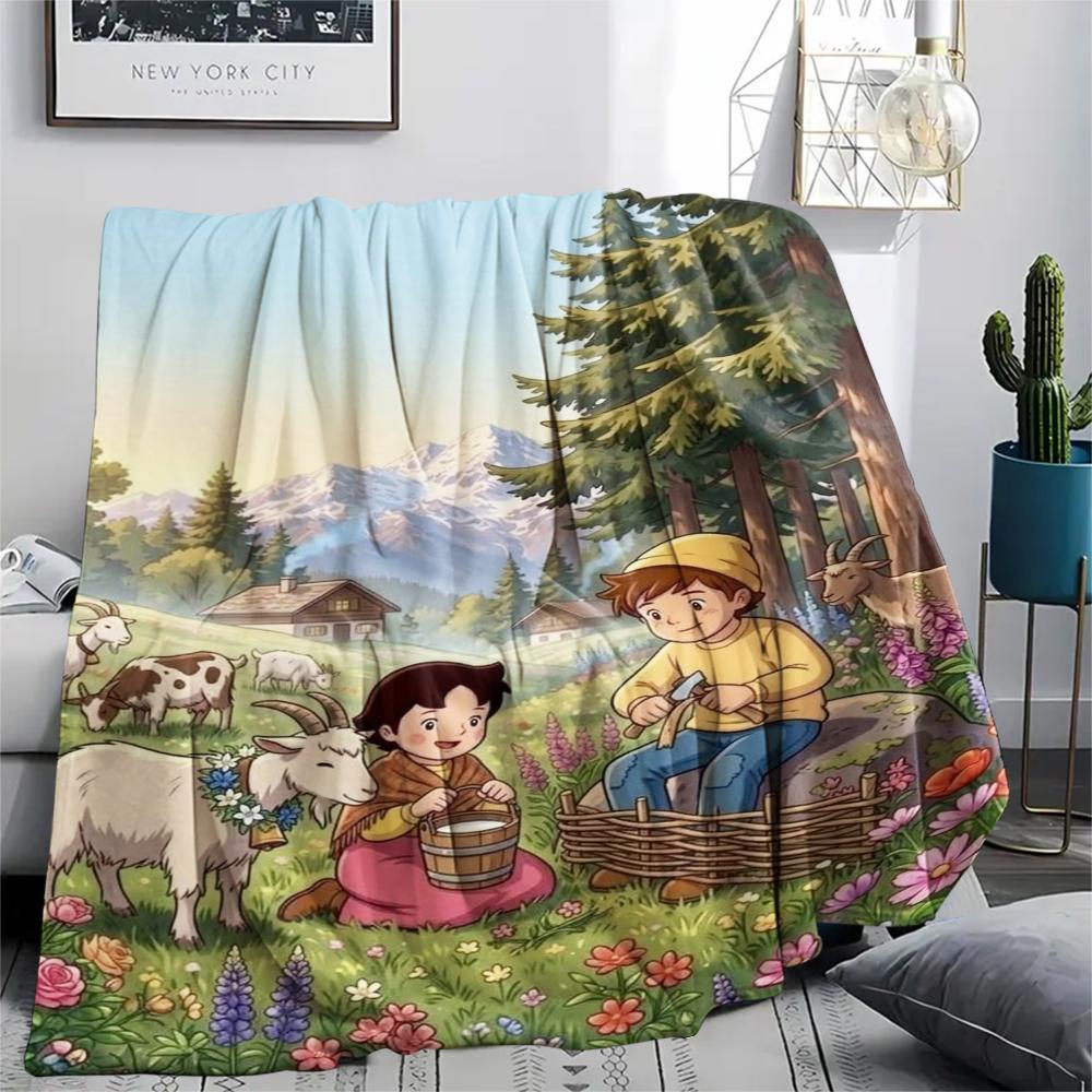 1pz Coperta in Flanella con Stampa Heidi, Alta qualità Confortevole per Tutte le Stagioni, Decorazione per la Casa, Calore e Comfort, Perfetta per Regali di Natale