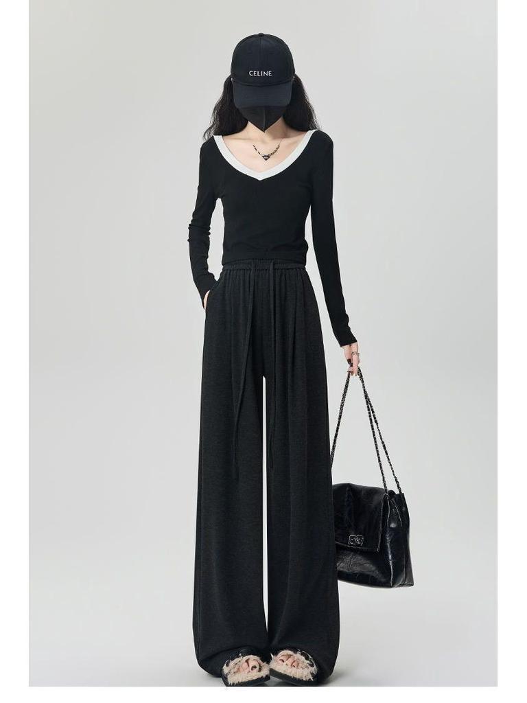 Women's Drapey Wide-Leg Pants: Plus Size, Soft, Slimming, and Loose Fit for Spring & Autumn