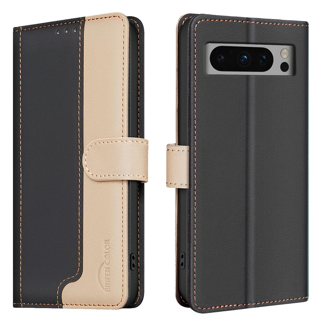 Two Color Patchwork Style Splicing Design PU Leather Flip Stand Wallet Phone Bag Case for Google Pixel 8,Pixel 8a,Pixel 8 Pro,Pixel 9,Pixel 9 Pro