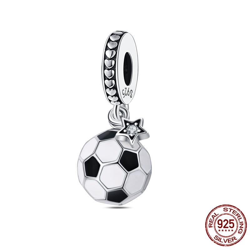 Compatible With Authentic Original Bracelets and 3MM Bracelets Do It Yourself European Football Charm Bead Components 100% Copper Metal High Quality