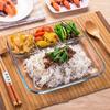 1pc Heat-resistant Glass Dumpling Tray With Sauce Tray, Divided Dinner Tray, Breakfast Tray, Home Kitchen Tools