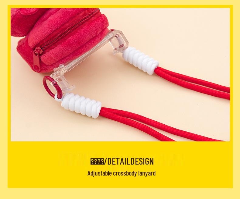 KAKAO FRIENDS Ryan Lion Plush Phone Clip: Cute Cartoon Fruit-Shaped Pendant Bag