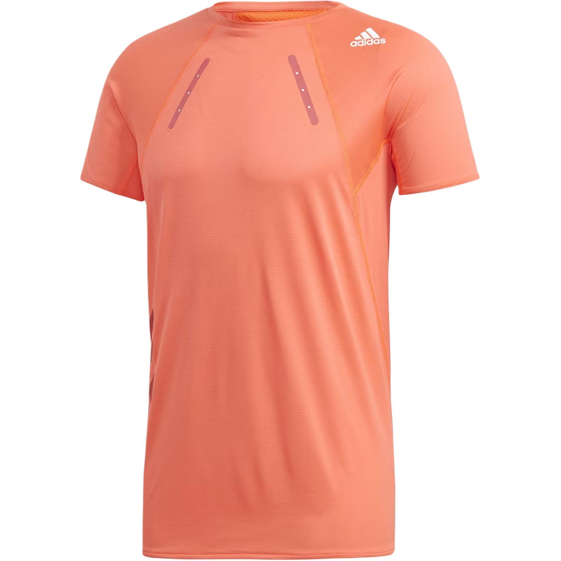 adidas Round Neck Logo Printing Sports Short Sleeve Orange Red Men s FK0738 L