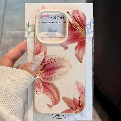 Cute Red Lily Pattern Phone Case For Samsung A05S A06 A07 A15 A16 A34 A35 A53 A54 S23 S25 Ultra Shockproof Soft Cover Funda
