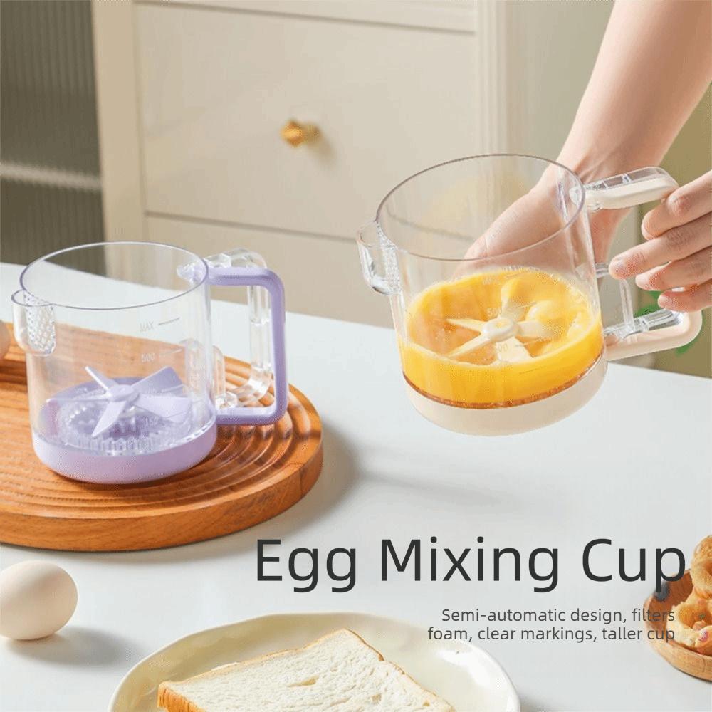 Eierbecher mit großem Fassungsvermögen, klarer Skala, 2-in-1 Eierschläger, manueller Eimixer, Sahnespender