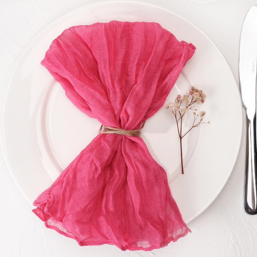 12pcs, Handmade Cheesecloth Napkins - Rustic Table Decor for Parties, Weddings, and Family Dinners