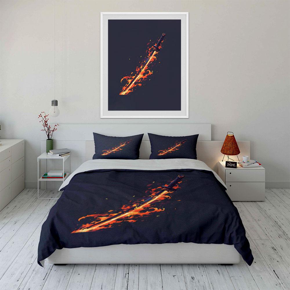 Blazing Blade of Fury Bedding Sets Duvet Covers Pillowcases(1* Duvet Cover 2* Pillowcases Without Duvet Insert)