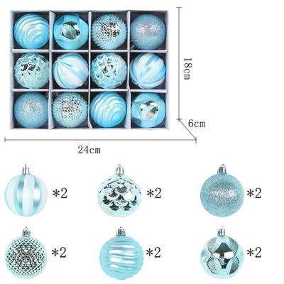 12 STuks Modieuze Plastic Kerstbal Set 6CM Ophangbare Kerstboomballen 6 Kleuren Kerstballen Winkelpui