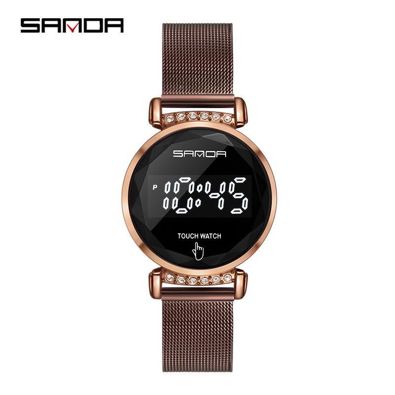 Sanda Touchscreen LED-Uhr mit Doppelschnalle Netzarmband - Modell 8007 für Damen