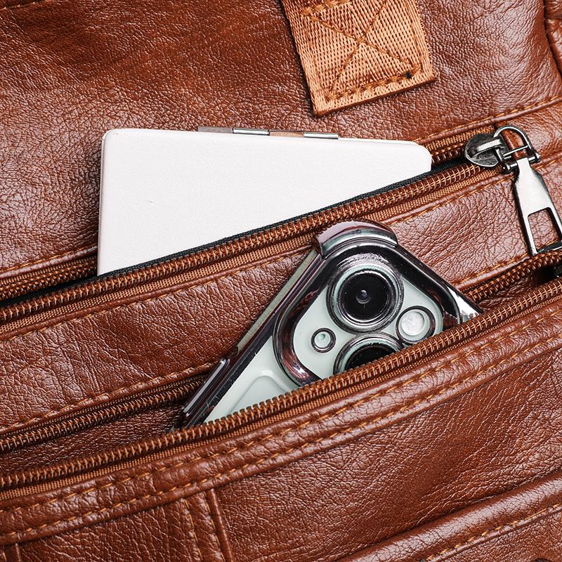 Middle-aged Women's Bag Multi-layer Shoulder Bag Soft Leather Handbag Large Capacity Crossbody Bag