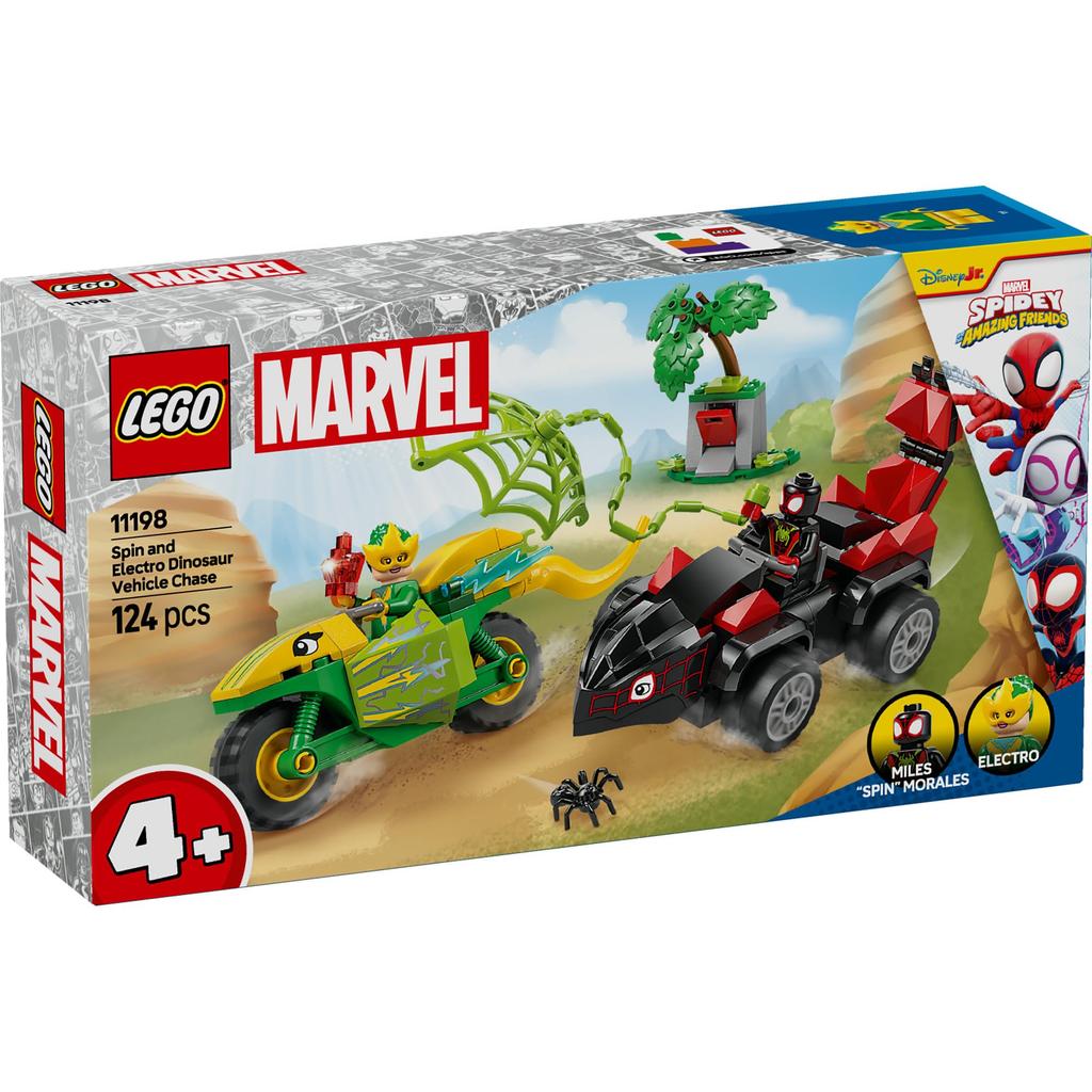 LEGO Marvel Spidey and the Amazing Friends Spin and Electro Car Chase Toy Block Educational45Marvel Goods Figure 11198