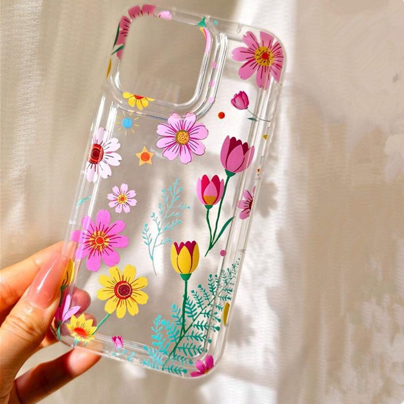 Colorful Floral Transparent Phone Case for  Mi 11 Lite 5G NE 14 13T 13 12T 12 Poco F5 X5 X3 X6 Pro Shockproof TPU Cover