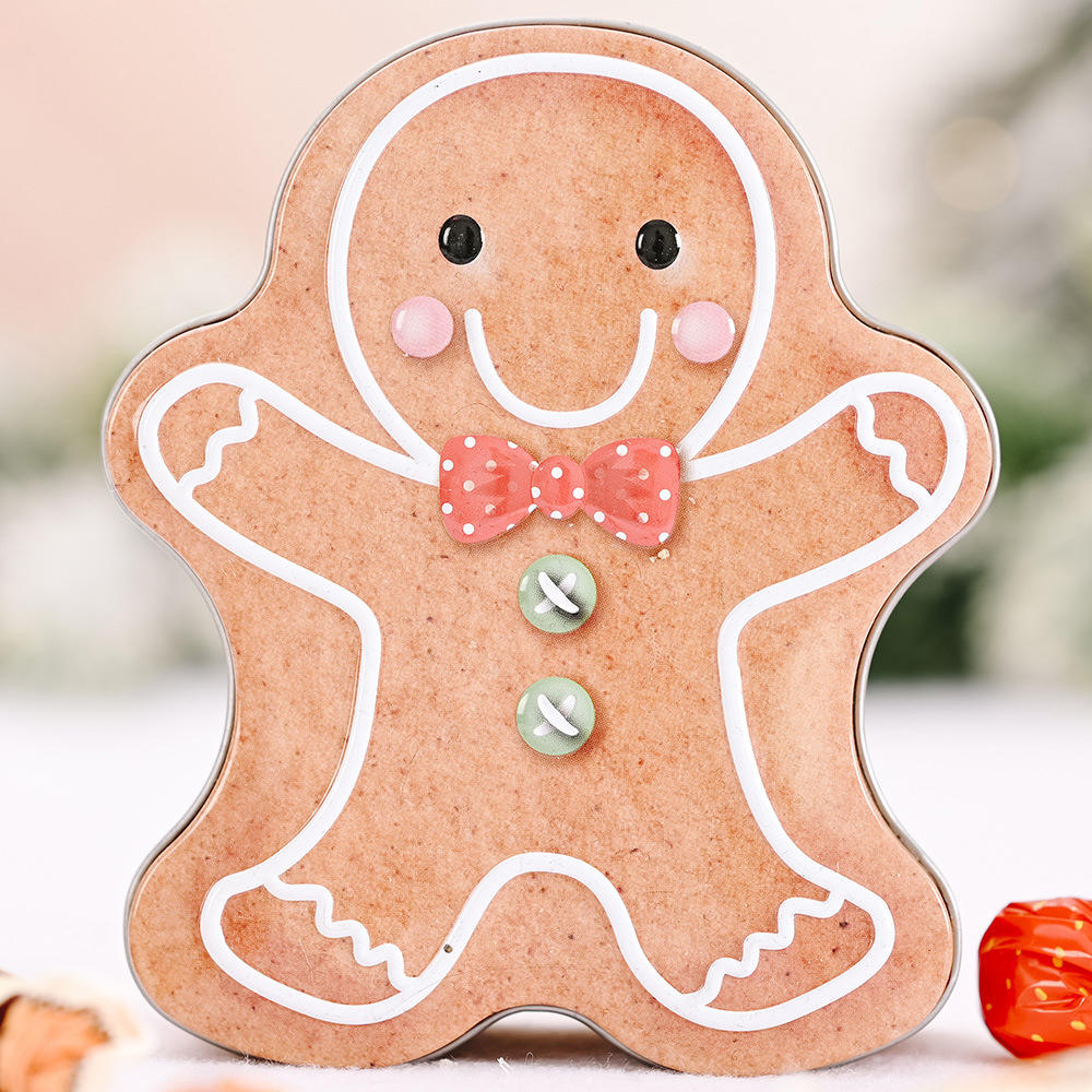 Cutie de tablă în formă de brad de Crăciun Biscuiți de Crăciun Moș Crăciun Biscuiți pentru depozitare bomboane Cutie metalică Om de zăpadă imprimat Organizator borcan sigilat