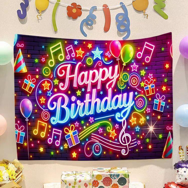 Birthday Happy Banner  Photography Background Cloth  Children's Party Decorative Wall Hanging Cloth