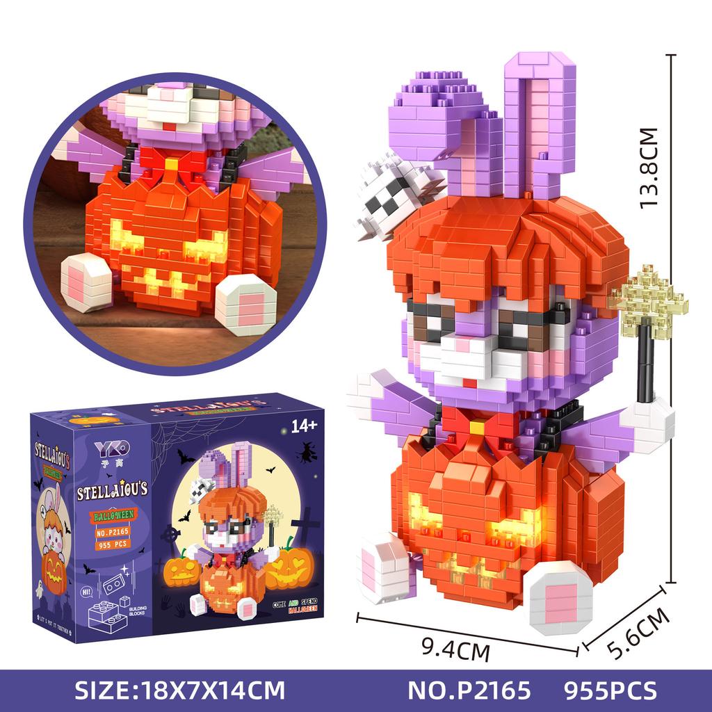 Halloween Stitch Building Blocks Kitty Duffy Disney Cos Pumpkin Ghost Micro Bricks Mini Figure Assembled Toy For Home Decoration