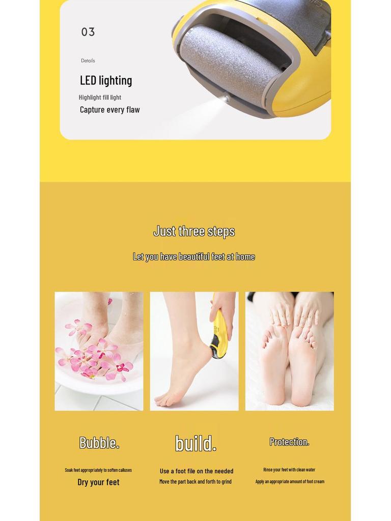 Peach's Electric Foot Grinder: Waterproof Callus Remover and Pedicure Tool with Vacuum.