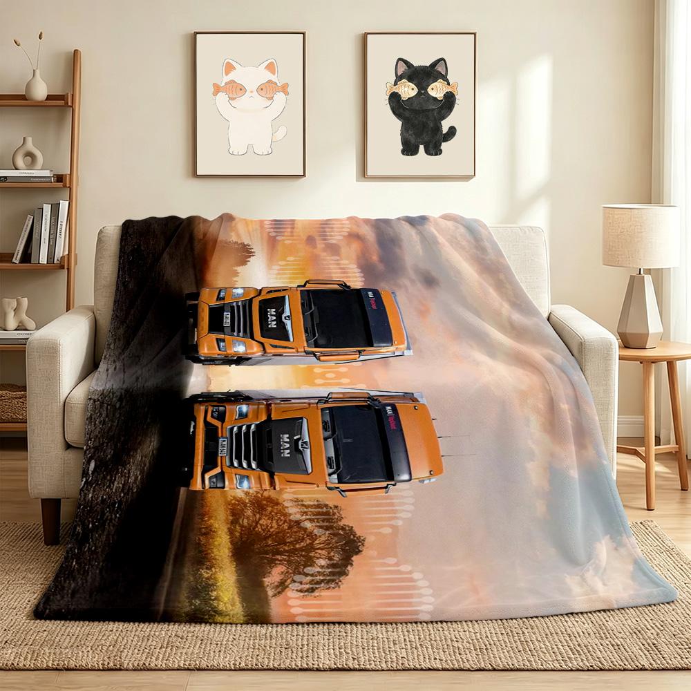 Heavy Haulage Flannel Blanket Throw Blanket Soft Warm Sofa Bed Camping home Decor Unique Christmas Gift C92675