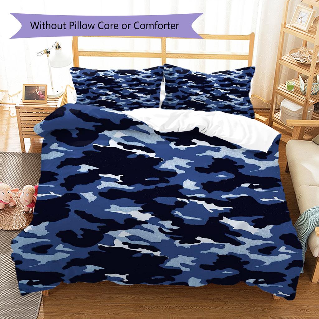 Camouflage Pattern Bedding Quilt Set Quilt Cover Pillowcase Home Decoration Gift (1 * duvet cover + 2 * pillowcase, without core)
