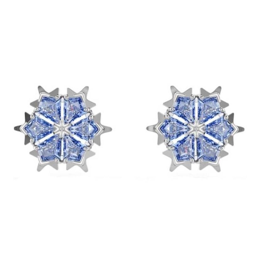 

Swarovski Original Design Rhodium Plated Zirconia Stud Earrings Unisex Earrings Blue 5734242 Box (Random Color)