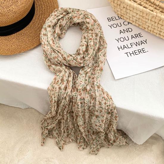 Ladies Shawl Scarf Floral Print Versatile Comfortable Bright Color Shawl Wrap Soft-textured Winter Accessory
