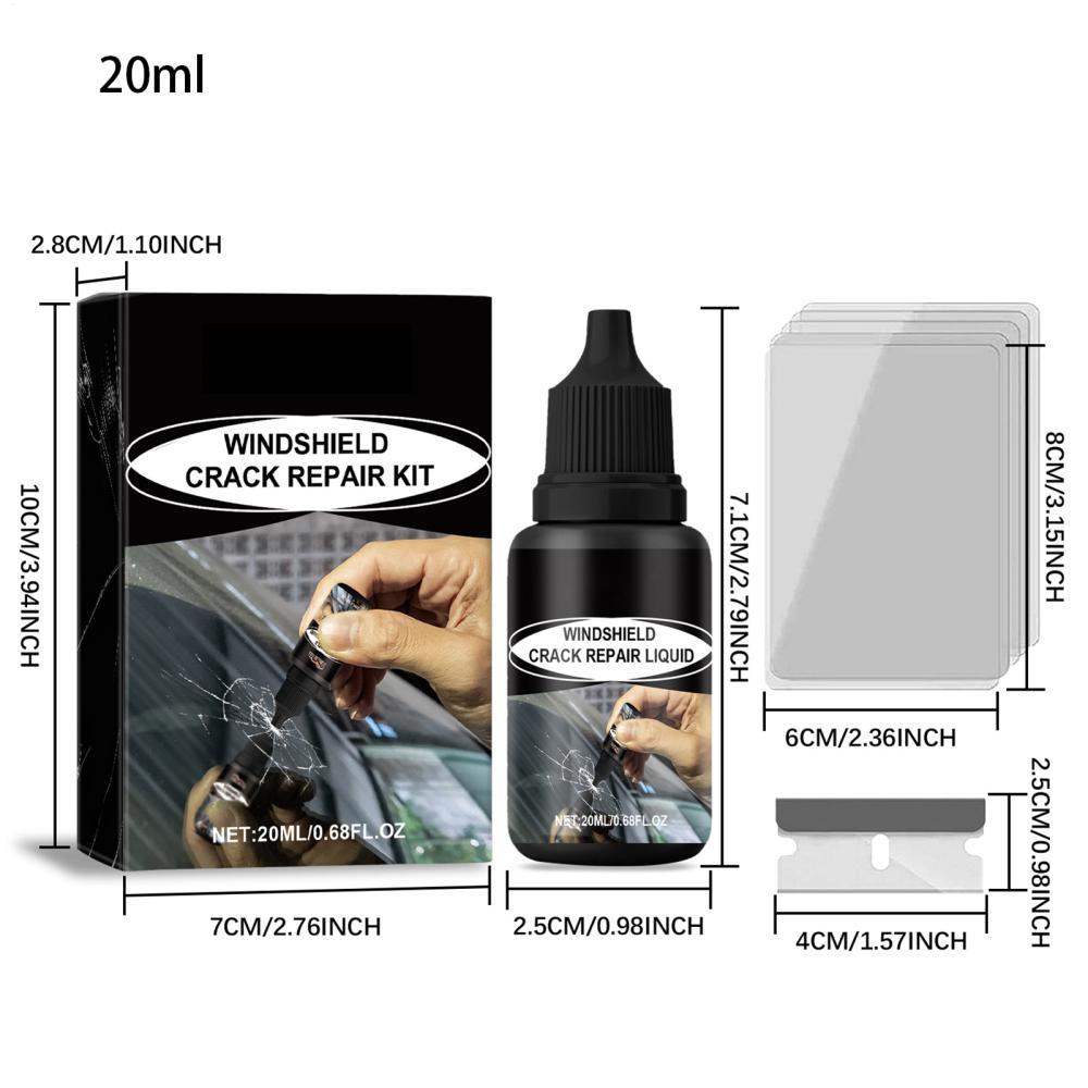 Car Windshield Repair Kit Professional 20ml Crack Chip Fix Liquid DIY Emergency Windshield Repair Tool for Vehicle Auto Glass