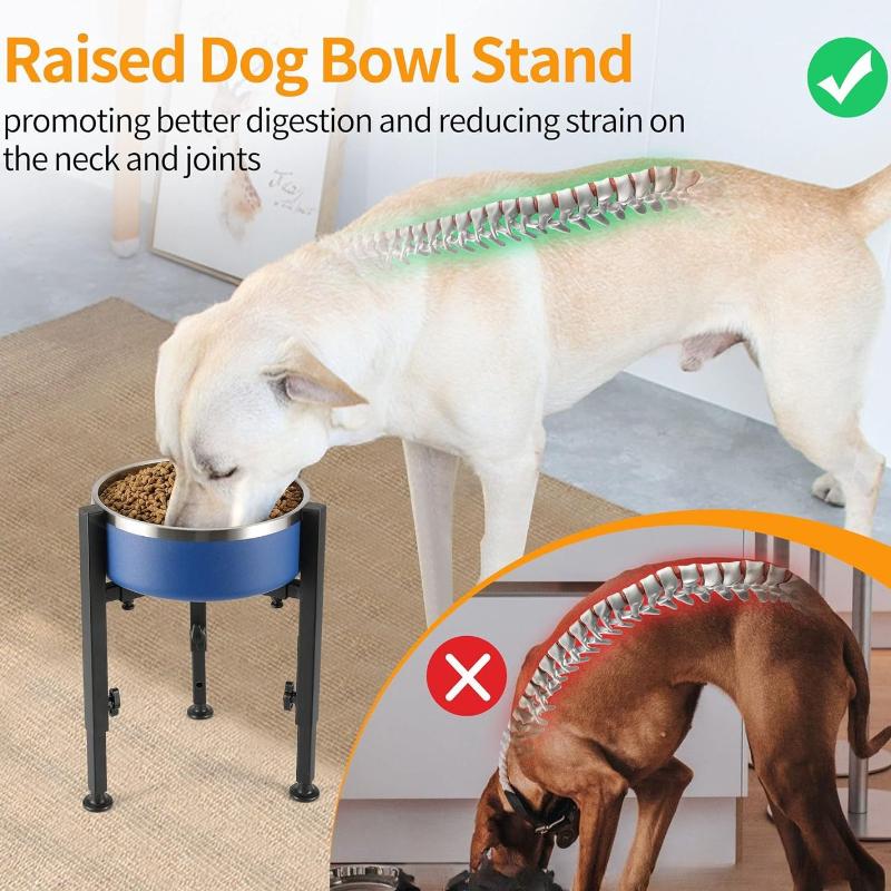 Metal Dog Bowl Holder Pet Dogs Cat Bowl Stand Adjustable Width Height Protect Cervical Spine Bowls Rack Pets Product Supplies