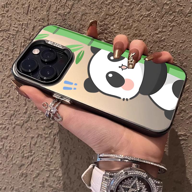 

Красочный серебристый чехол с пандой, обнимающей Apple 17 Pro, для iPhone Air/16/15/14/13/12/11 17 Pro Max чёрный