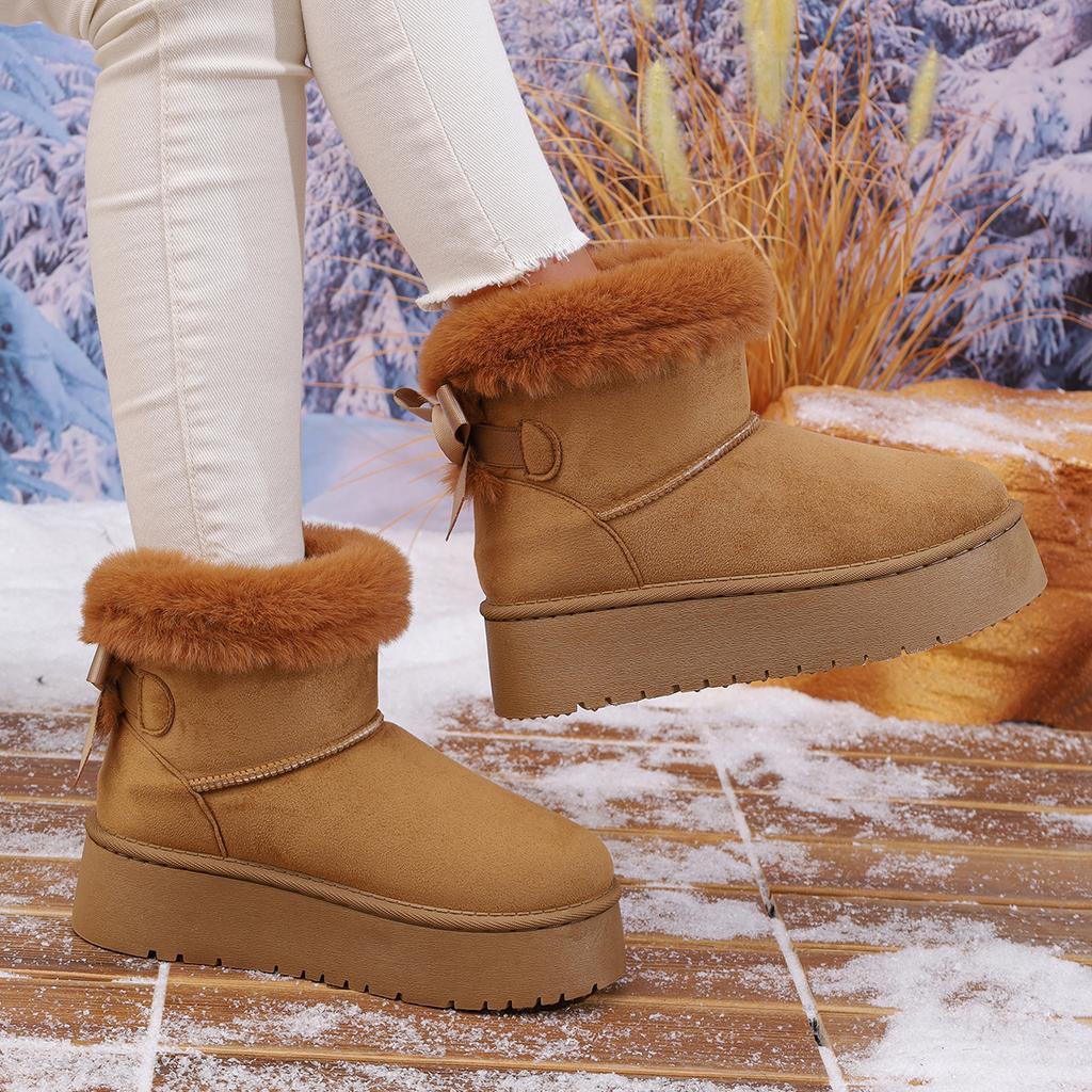 Botas de Neve Femininas 2026 Novas Botas de Plataforma de Inverno Femininas Sapatos Quentes de Algodão Peludo Engrossados Planos Antiderrapantes Confortáveis Botas Femininas