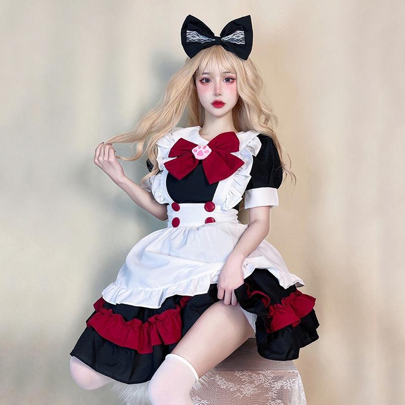 Halloween Dienstmädchen Kostüm Gothic Diablo Rot College Lolita Lolita Kleid