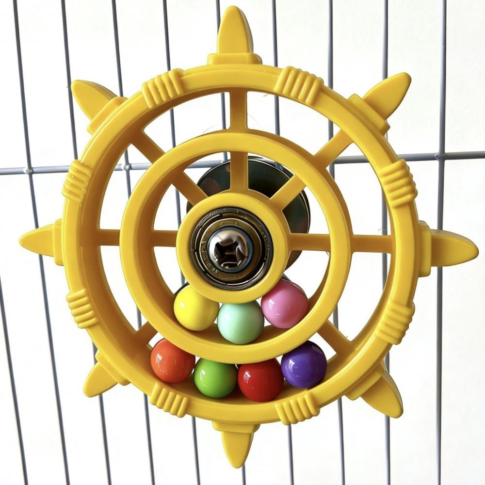Colorful Beads Parrot Spinner Rattle Toy Bite Resistant Parrots Rotating Toys  Entertainment жёлтый