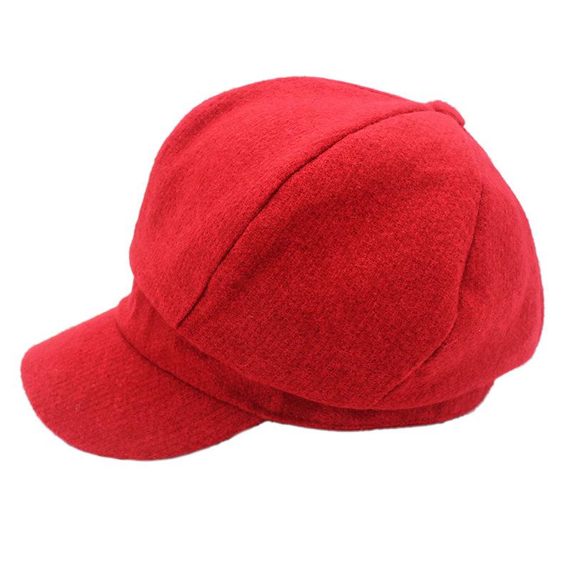 

Однотонная шерстяная восьмиугольная шляпа зимняя утолщенная теплая берет ретро художник кепка газетчика Average size