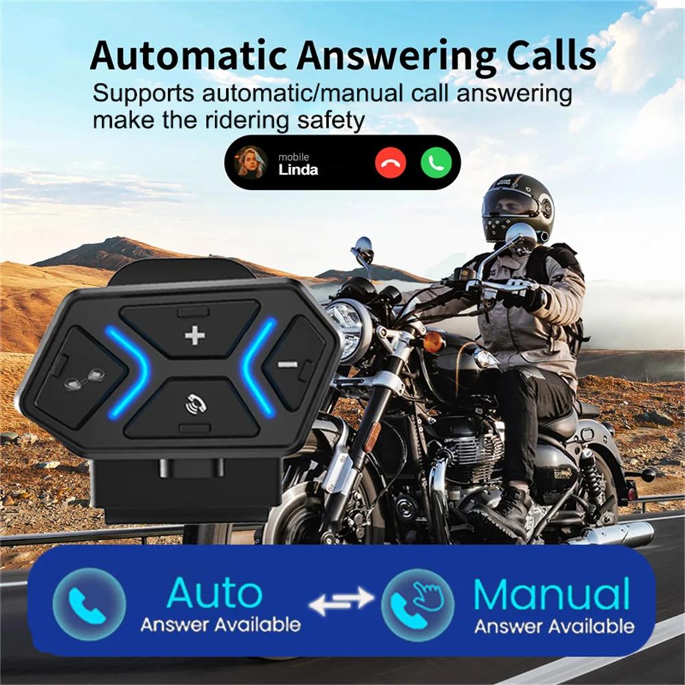 Kebidumei 500M 2-Person Full Duplex Talk Wireless Motorcycle Helmet Intercom V5.4 Bluetooth Headset Handsfree Waterproof & Noise Reduction
