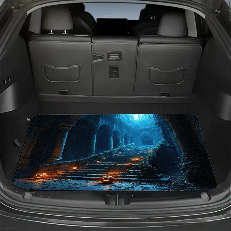 Unheimliche Halloween Kürbis Lichter Kieselgur Rutschfest Abriebfest Schmutzige Kofferraum Fußmatten Heimdekoration