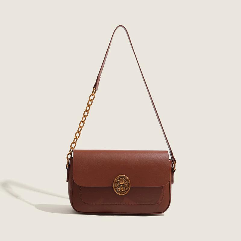 

Шикарная сумка-багет на квадратной цепочке через плечо – Универсальная и модная женская сумка через плечо коричневый