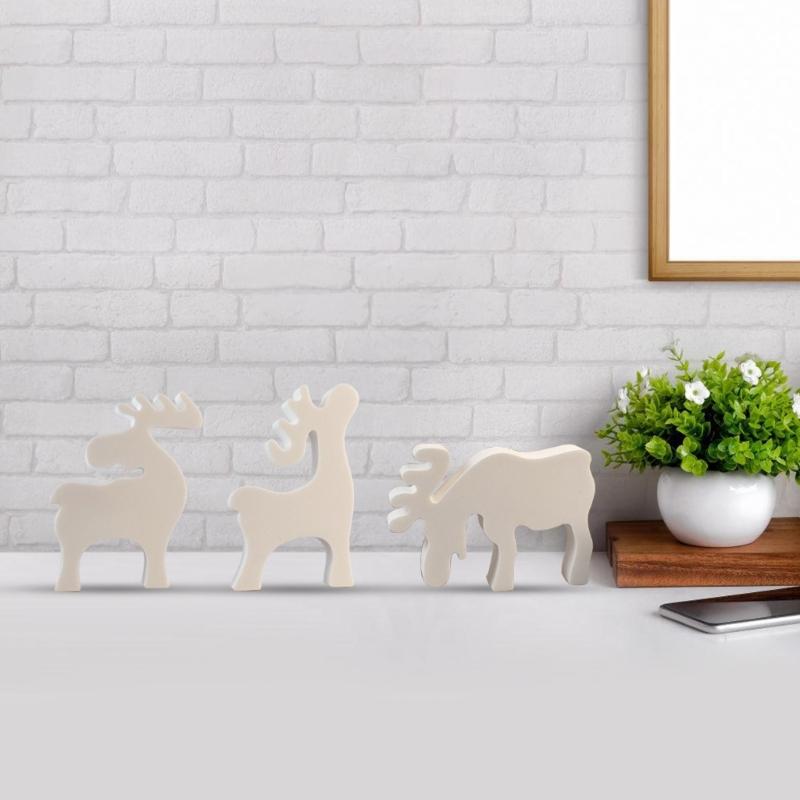 3-in-1 Christmas Reindeer Resin Silicone Molds for Epoxy Resin, Candle, Baking, Chocolate, Fondant, Plaster Decoration