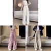 Cotton Blend Relaxed Wide Leg Pants With High Waist For Casual Summer Wear