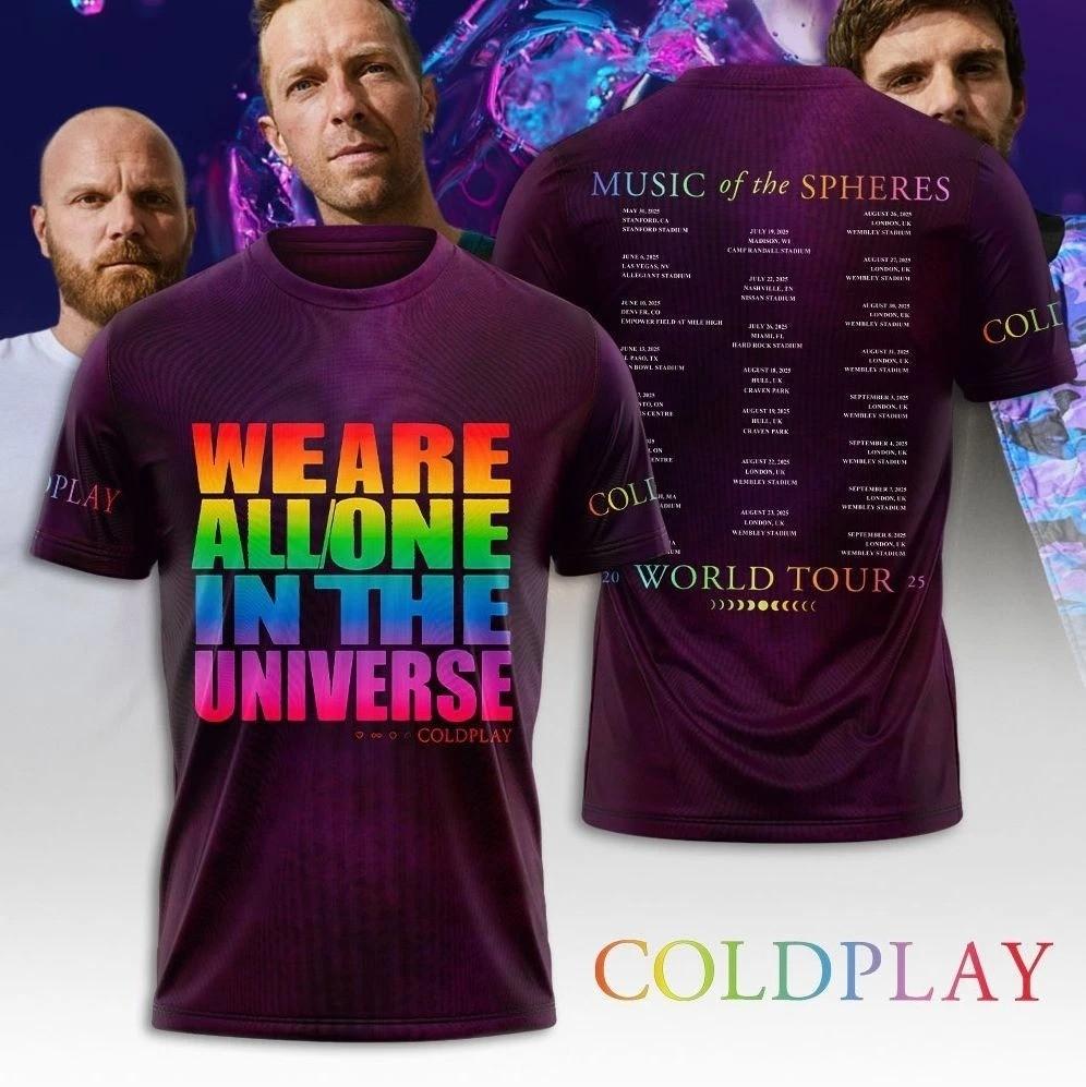 Coldplay Music Of The Spheres Live 2026 World Tour 3D T-Shirt XL
