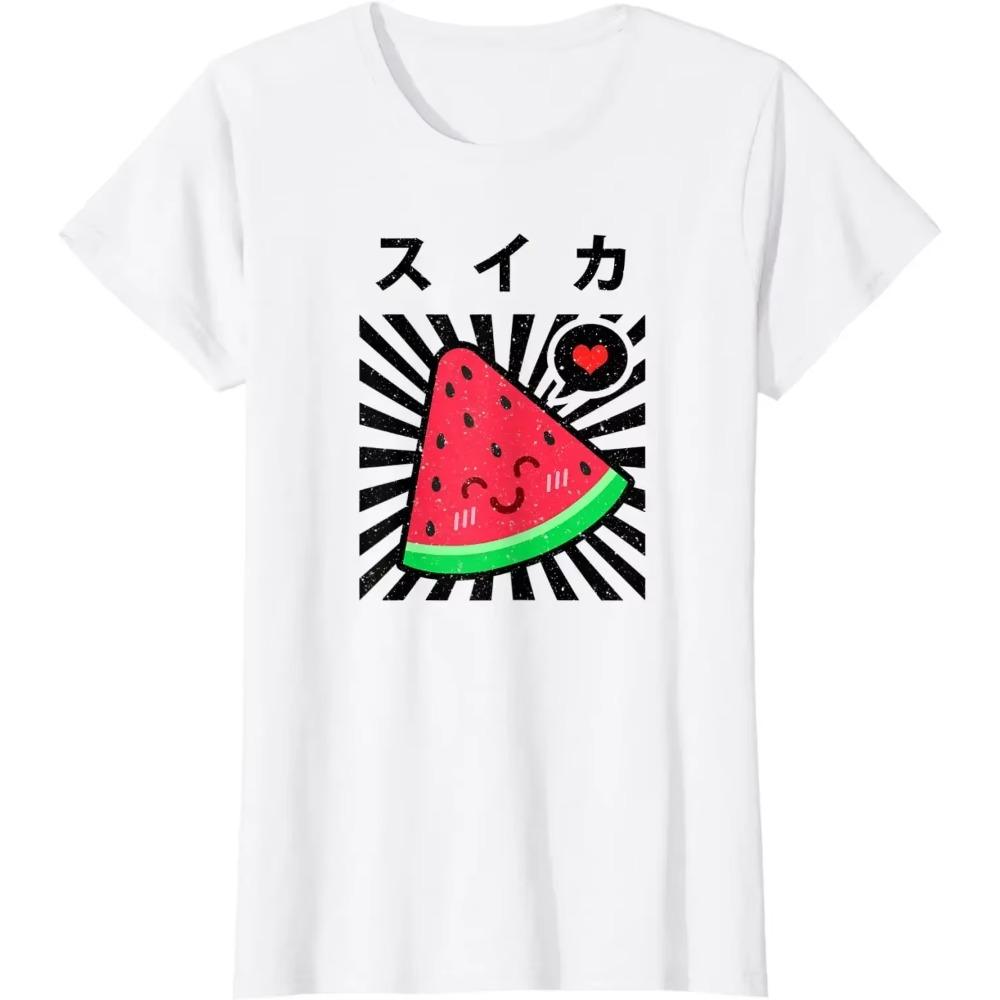 Watermelon Japanese Kawaii 90's Retro Cute Summer Fruit T-Shirt Casual Cotton Daily Four Seasons Tees