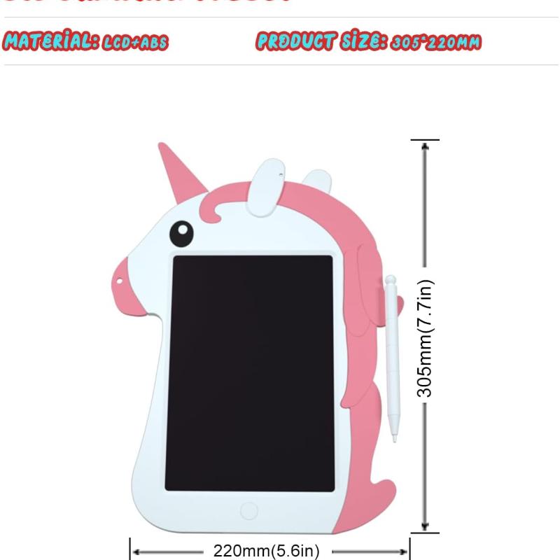 PS·baby 8.5-inch Kids LCD Drawing Board, Unicorn Doodle Drawing Board, Educational Learning Toy, Suitable for 3-7 Years Old, Easter Birthday Gift